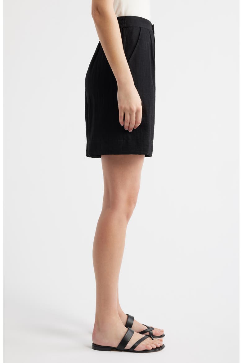 Pleat Front Bermuda Shorts, Alternate, color, BLACK