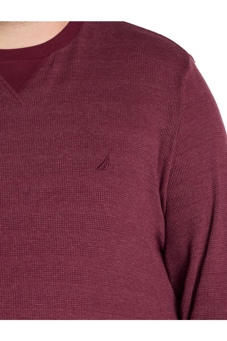 Big & Tall Waffle-Knit Crewneck Sweater, Alternate, color, ZINFANDEL