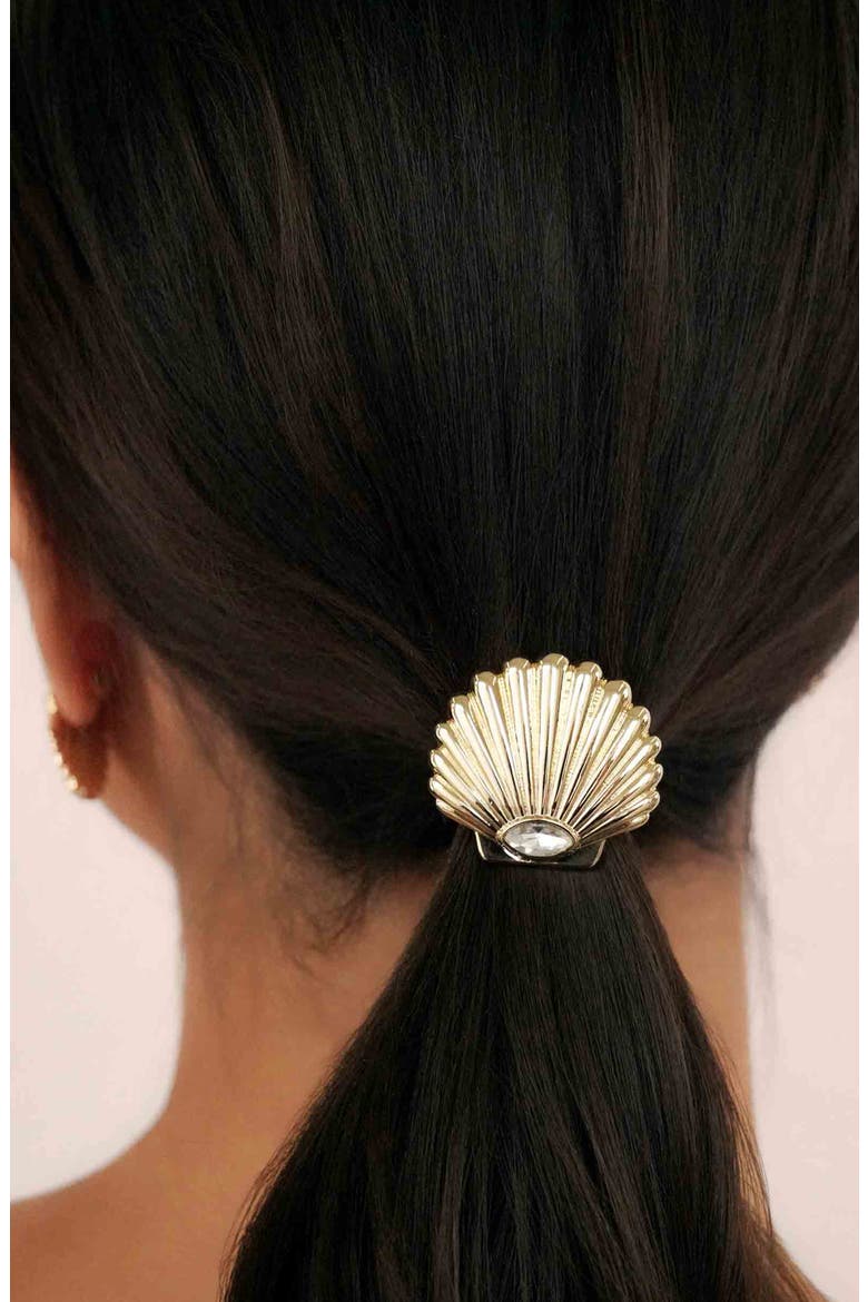 Scallop Shell Ponytail Holder, Alternate, color, GOLD