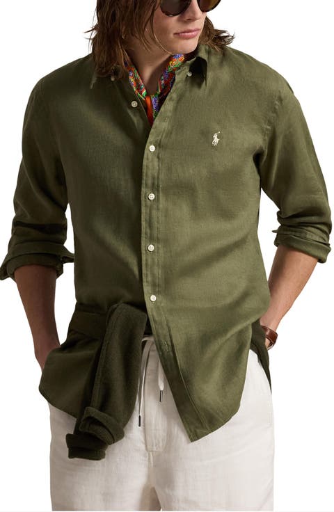Classic Fit Linen Button-Down Shirt