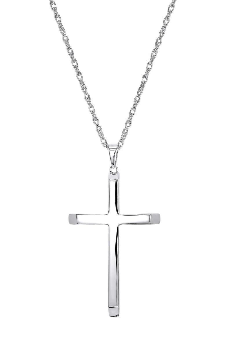 CANDELA JEWELRY Cross Pendant Necklace, Main, color, Silver