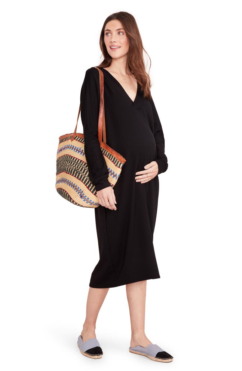 HATCH The Visitor Hospital Long Sleeve Maternity Midi Dress, Alternate, color, 