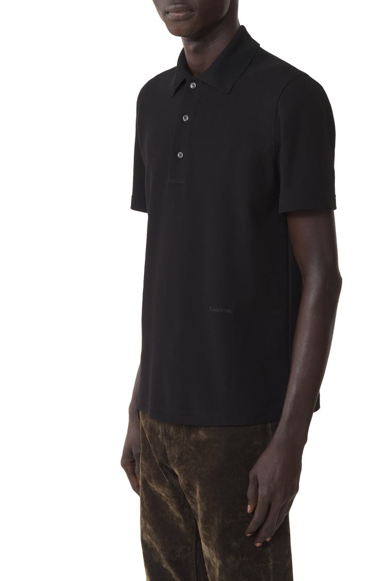 Polo Shirt In Pique Cotton, Alternate, color, Black