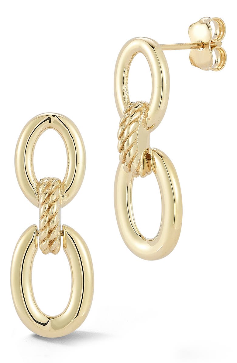 Ember Fine Jewelry 14K Yellow Gold Link Drop Earrings, Main, color, Gold
