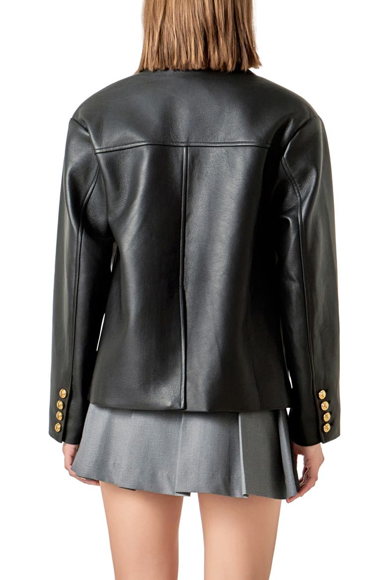 Drop Shoulder Faux Leather Jacket, Alternate, color, BLACK