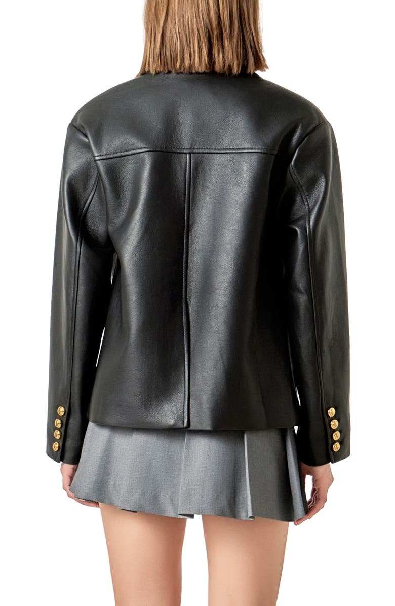 English Factory Drop Shoulder Faux Leather Jacket, Alternate, color, Black