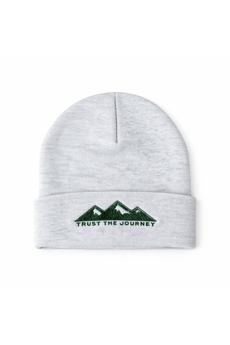 Trust The Journey Manifest Beanie, Main, color, White Heather