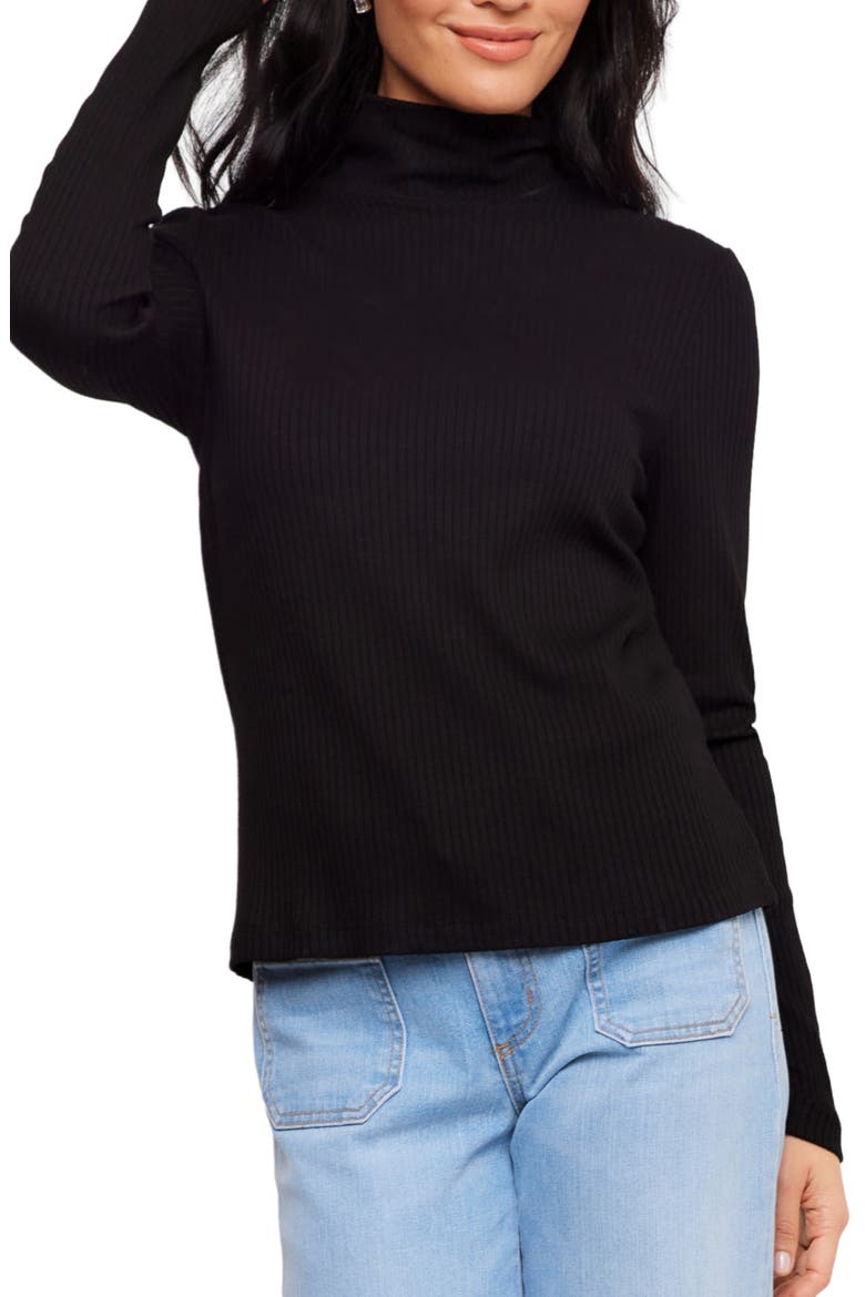 Ribbed Turtleneck Top, Main, color, BLACK