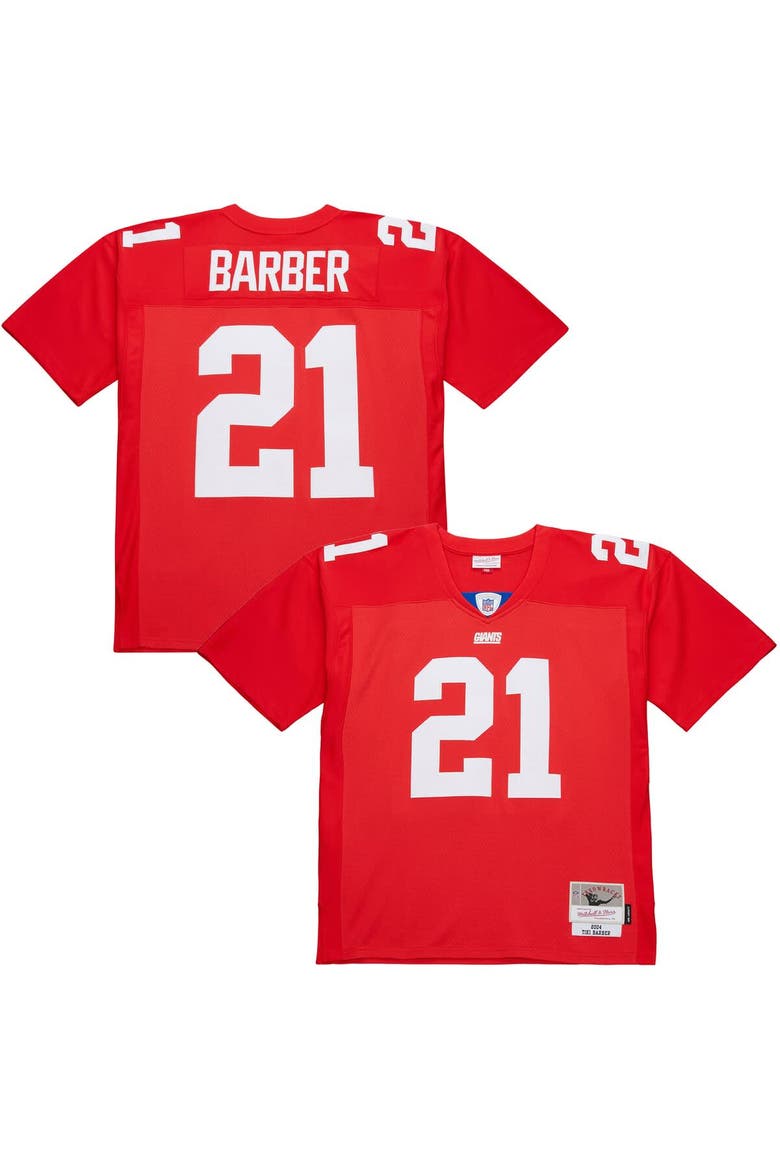 Men's Mitchell & Ness Tiki Barber Red New York Giants 2004 Legacy Replica Jersey, Main, color, Red