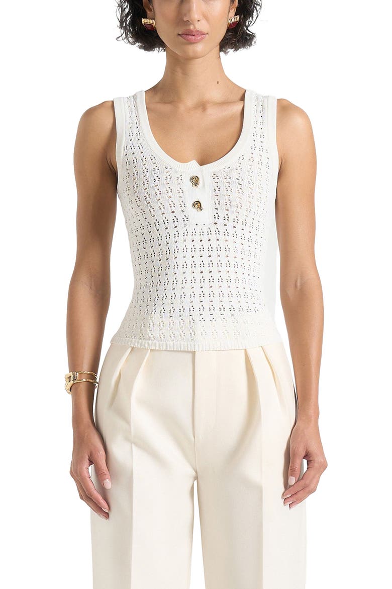 Nora Pointelle Knitted Vest with Knot Button, Alternate, color, Cream