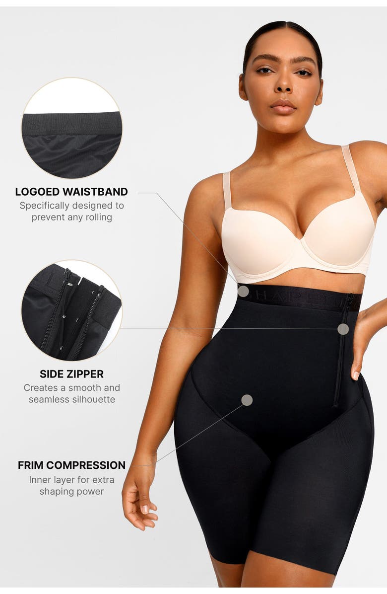 Shapellx High Waist Sculpting Shorts with Side Zip, Alternate, color, Black