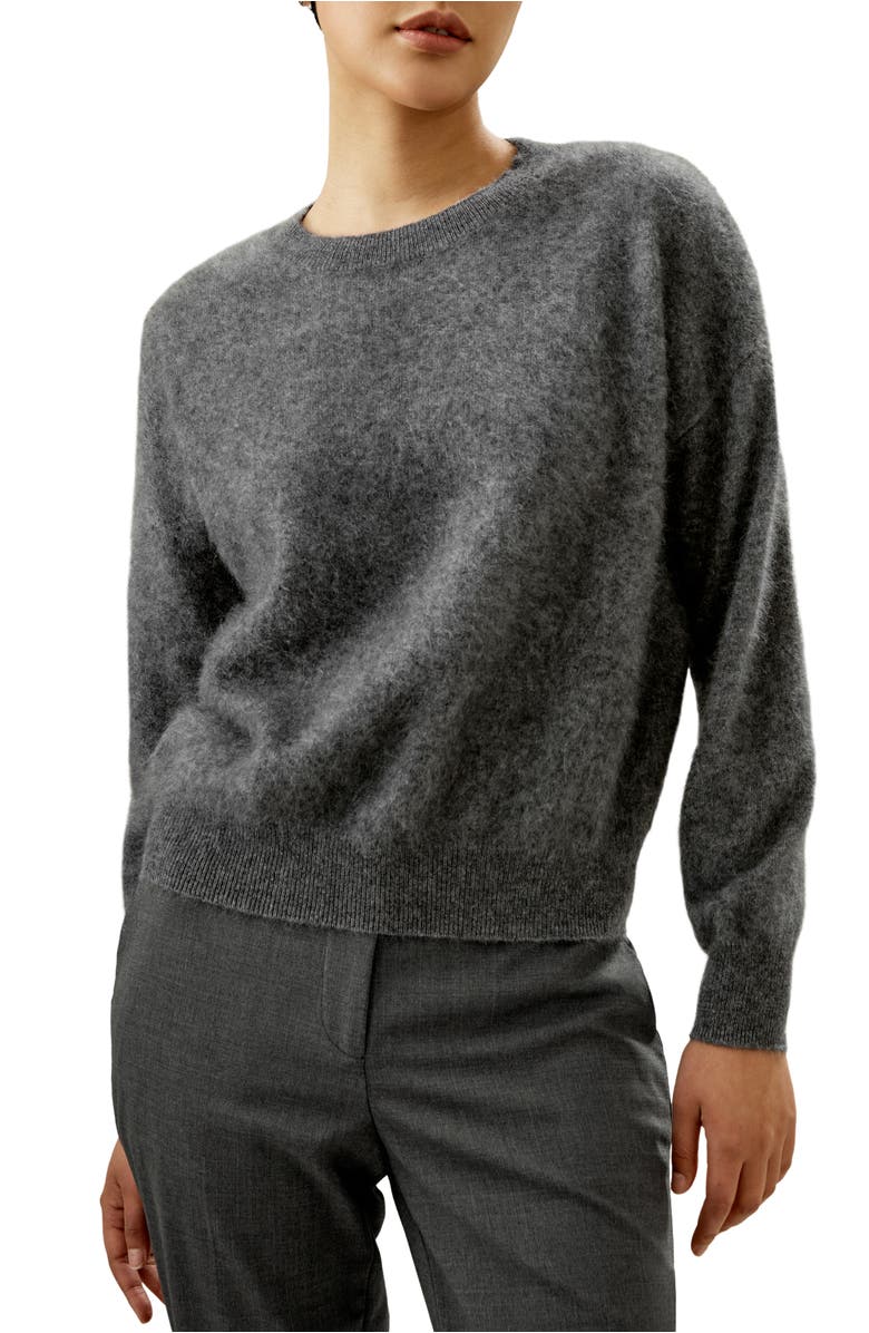 Lilysilk Classic Round Neck Cashmere Sweater for Women, Main, color, Dark Gray