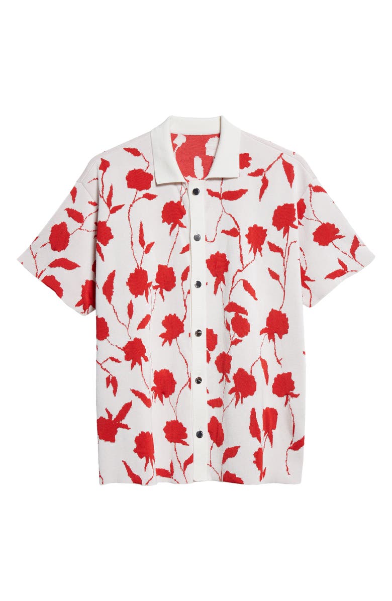 Jacquemus La Chemise Maille Rosa Short Sleeve Button-Up Jacquard Knit Shirt, Alternate, color, 