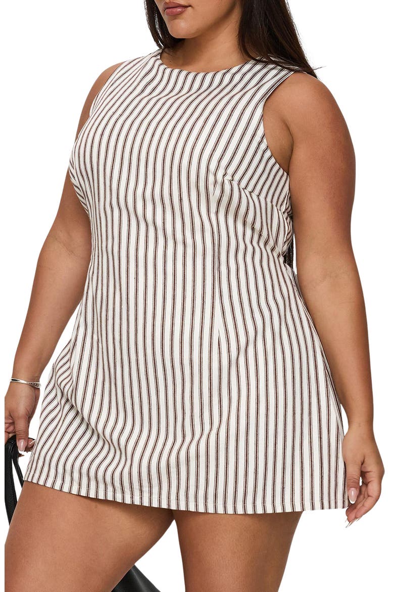 Yumiko Stripe Organic Cotton Romper, Alternate, color, BROWN STRIPE
