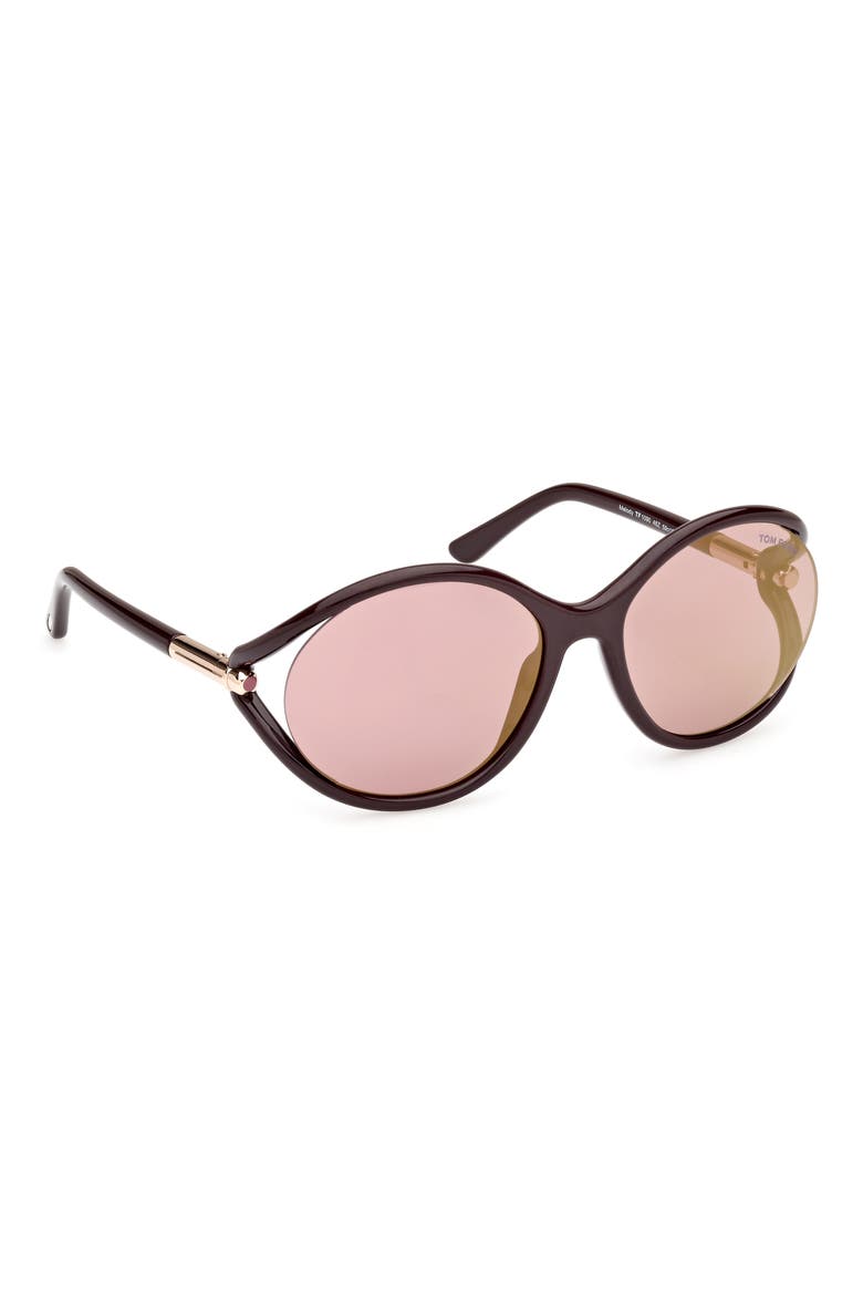 Melody 59mm Round Sunglasses, Alternate, color, SHINY DARK BROWN / GRADIENT