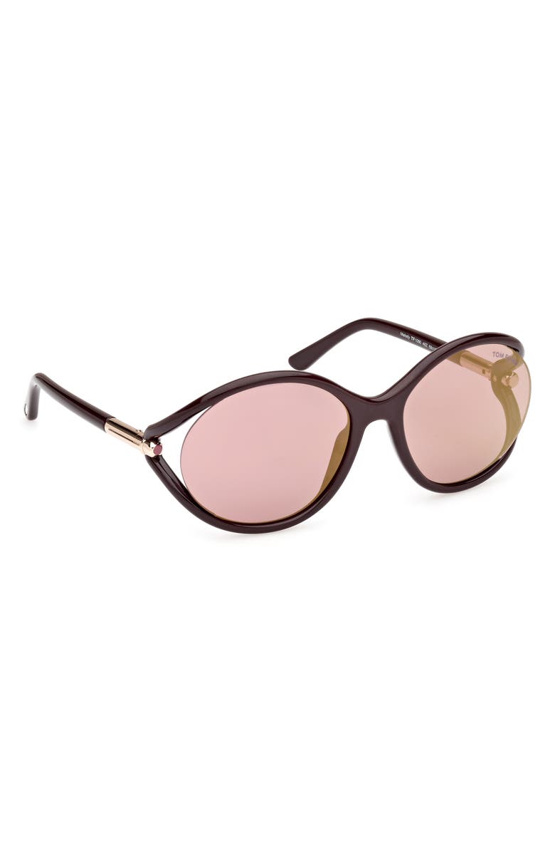 TOM FORD Melody 59mm Round Sunglasses, Alternate, color, Shiny Dark Brown / Gradient
