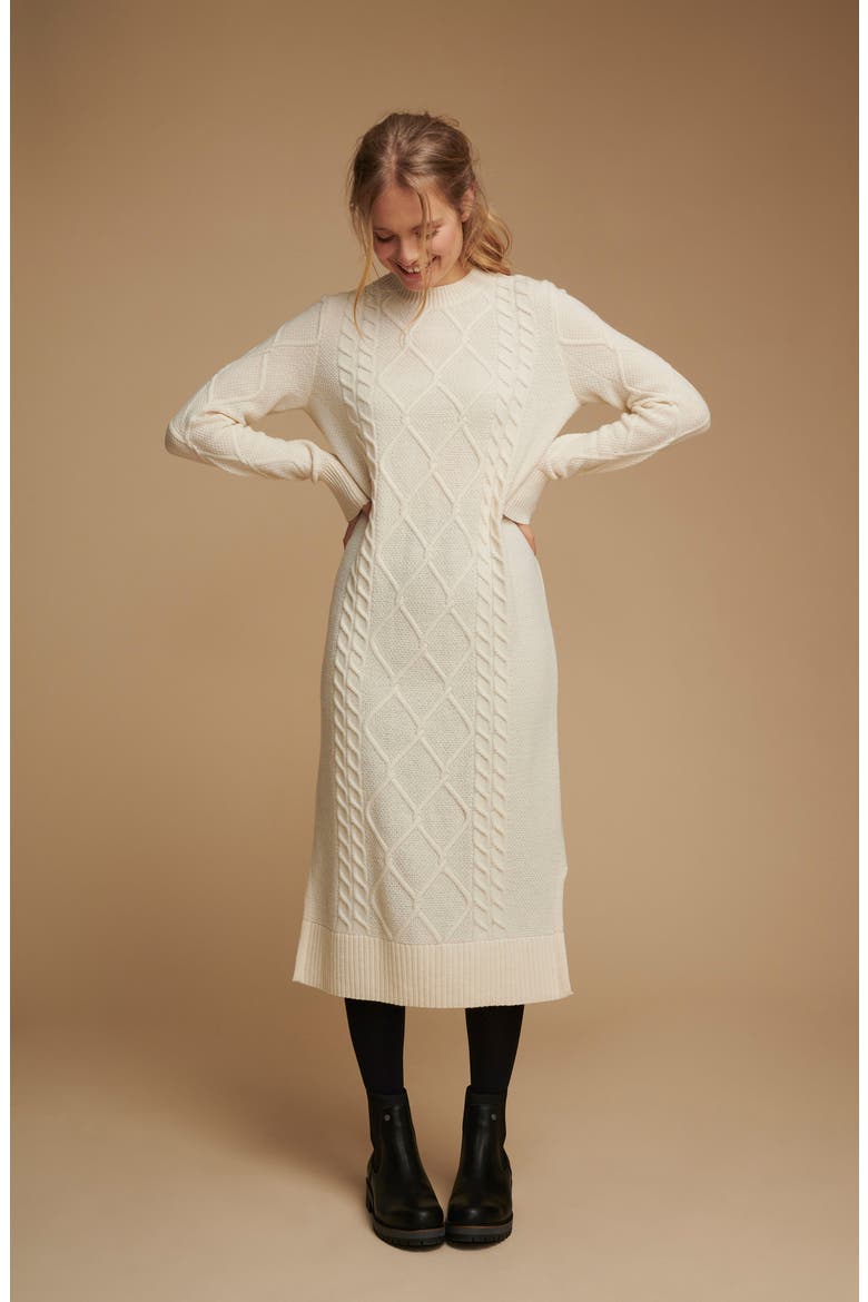 Burne Long Sleeve Wool Blend Sweater Dress, Alternate, color, ARAN