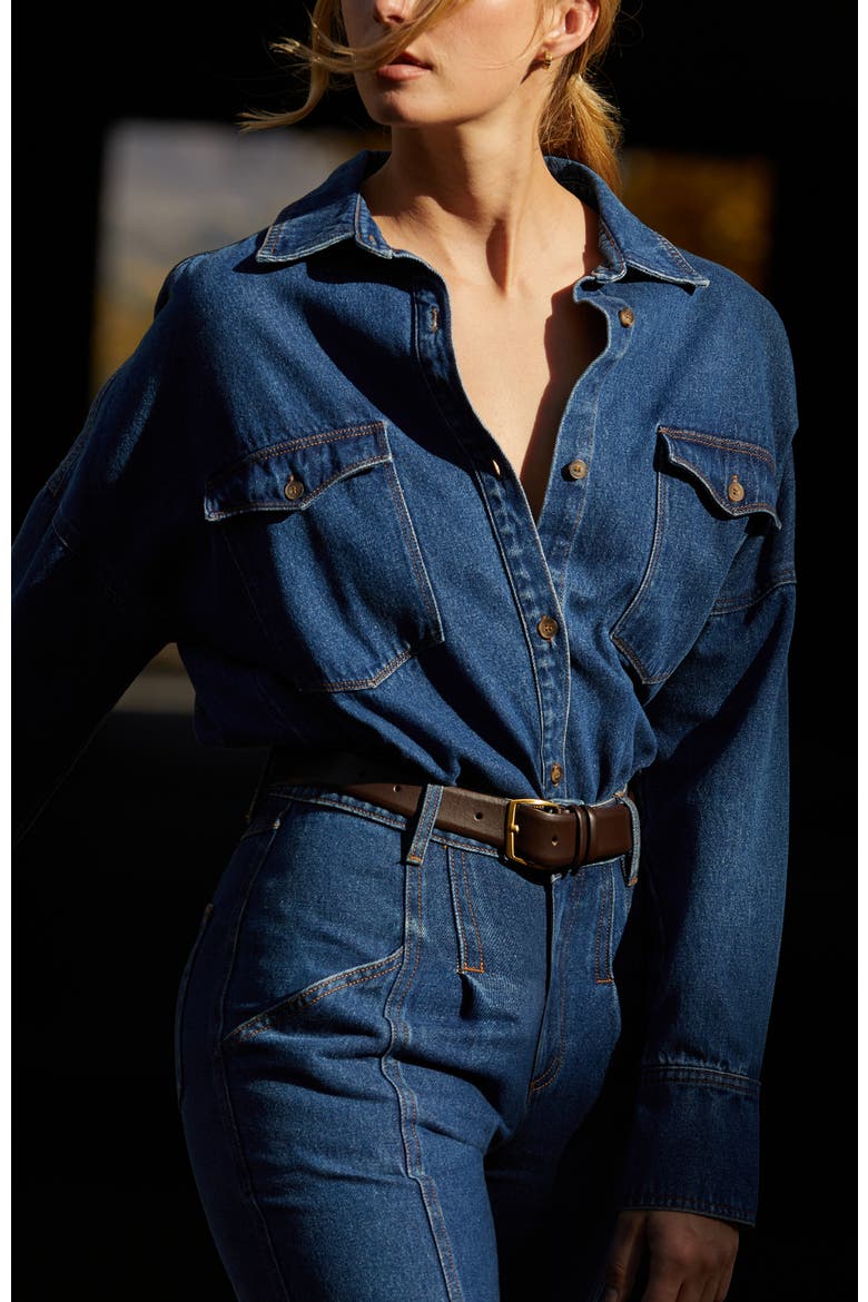 Denim Button Up Shirt, Alternate, color, Denim Blue