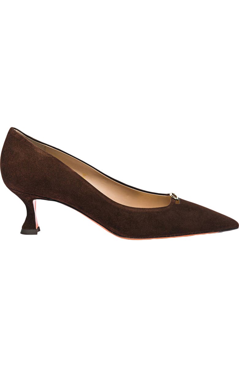 Santoni Women's suede mid-heel pump, Main, color, Brown