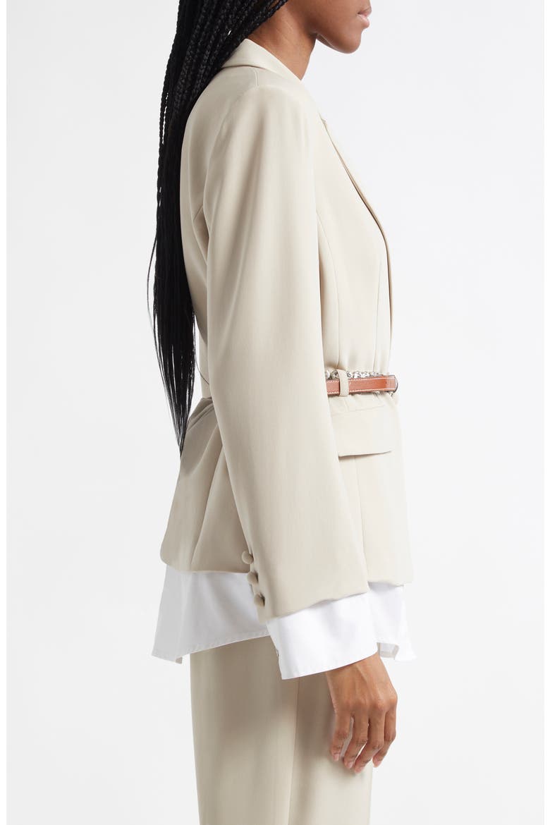 Vittoria Layered Belted Jacket, Alternate, color, KHAKI/ WHITE