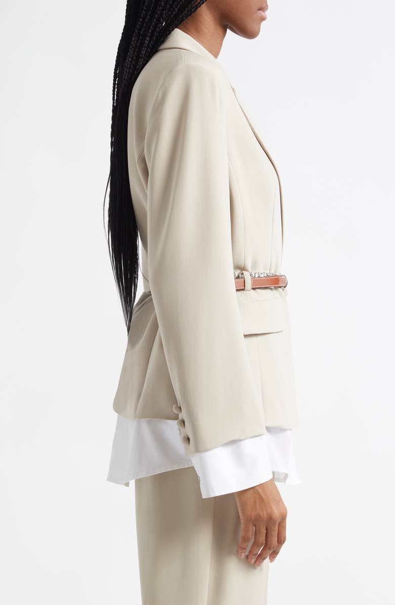 Cinq à Sept Vittoria Layered Belted Jacket, Alternate, color, Khaki/ White