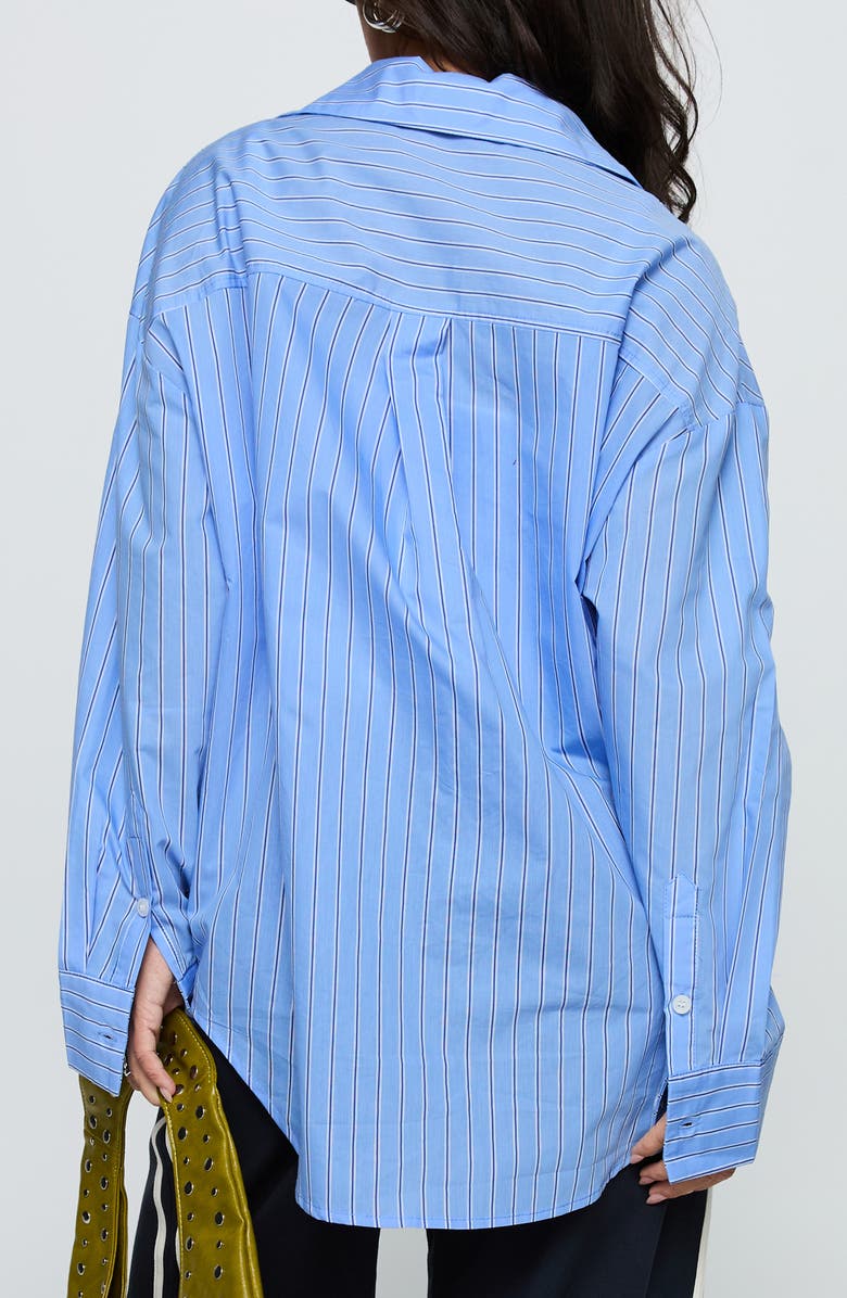 Princess Polly Kodhi Oversize Pinstripe Cotton Blend Button-Up Shirt, Alternate, color, Blue Stripe