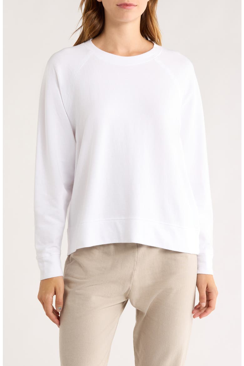 Cotton French Terry Relaxed Sweater, Main, color, WHITE