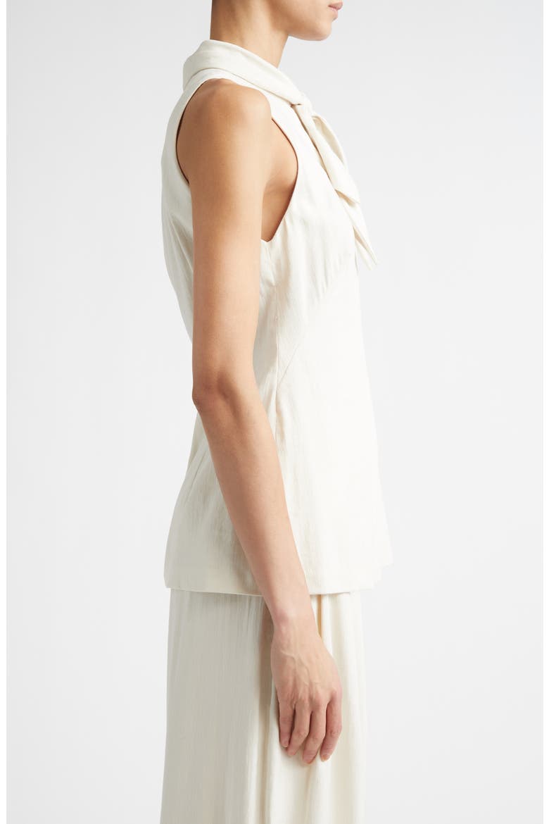 Bow Embellished Linen Blend Sleeveless Top, Alternate, color, BONE