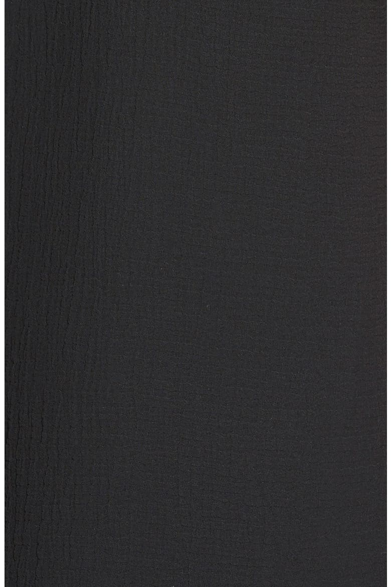 Crinkled Split Back Top, Alternate, color, BLACK