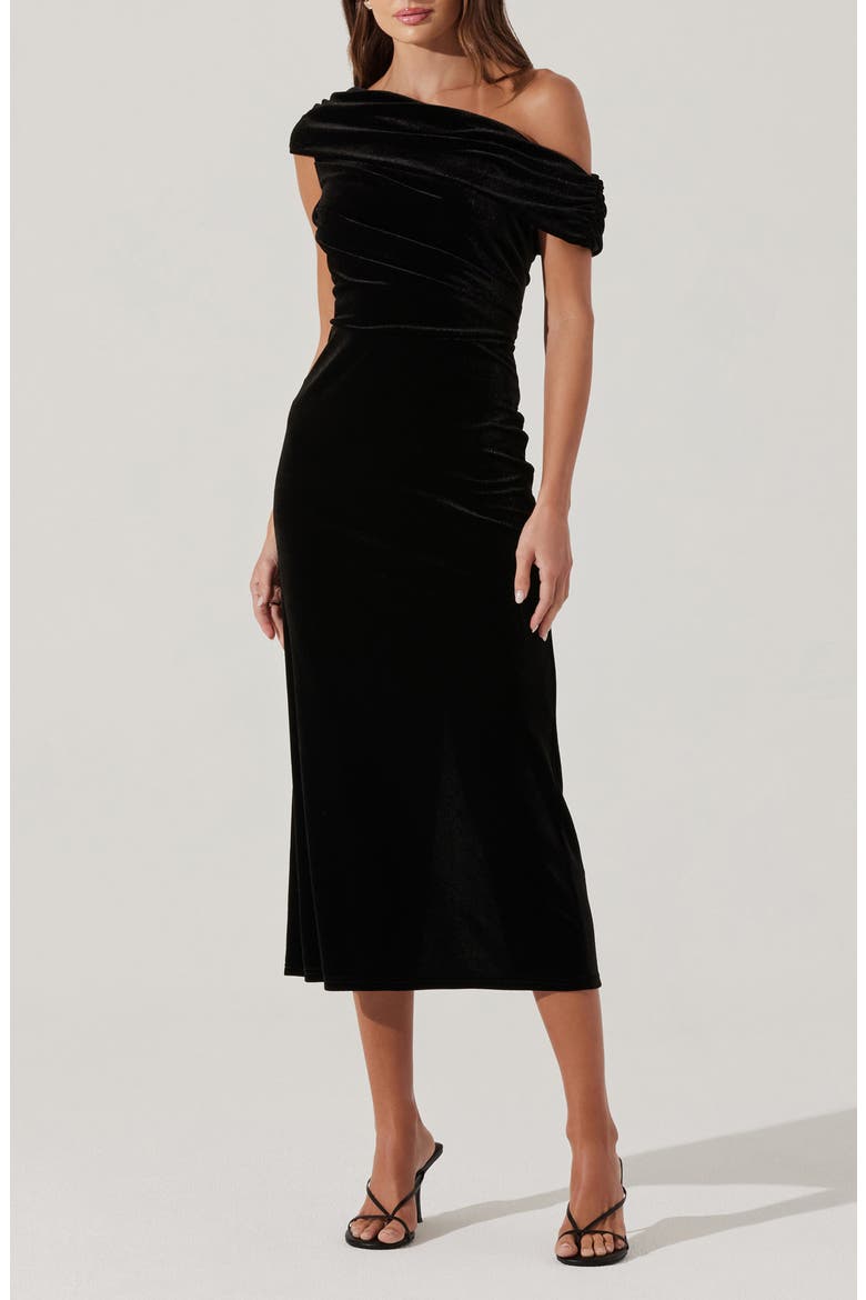 astr the label off the shoulder midi dress Off Shoulder Ruffle Midi Dress