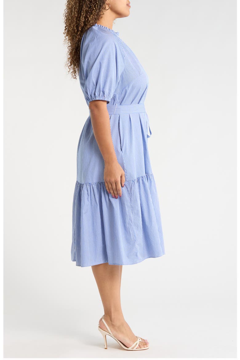 Fannie Striped Wynette Tiered Cotton Midi Dress, Alternate, color, BLUE-WHITE
