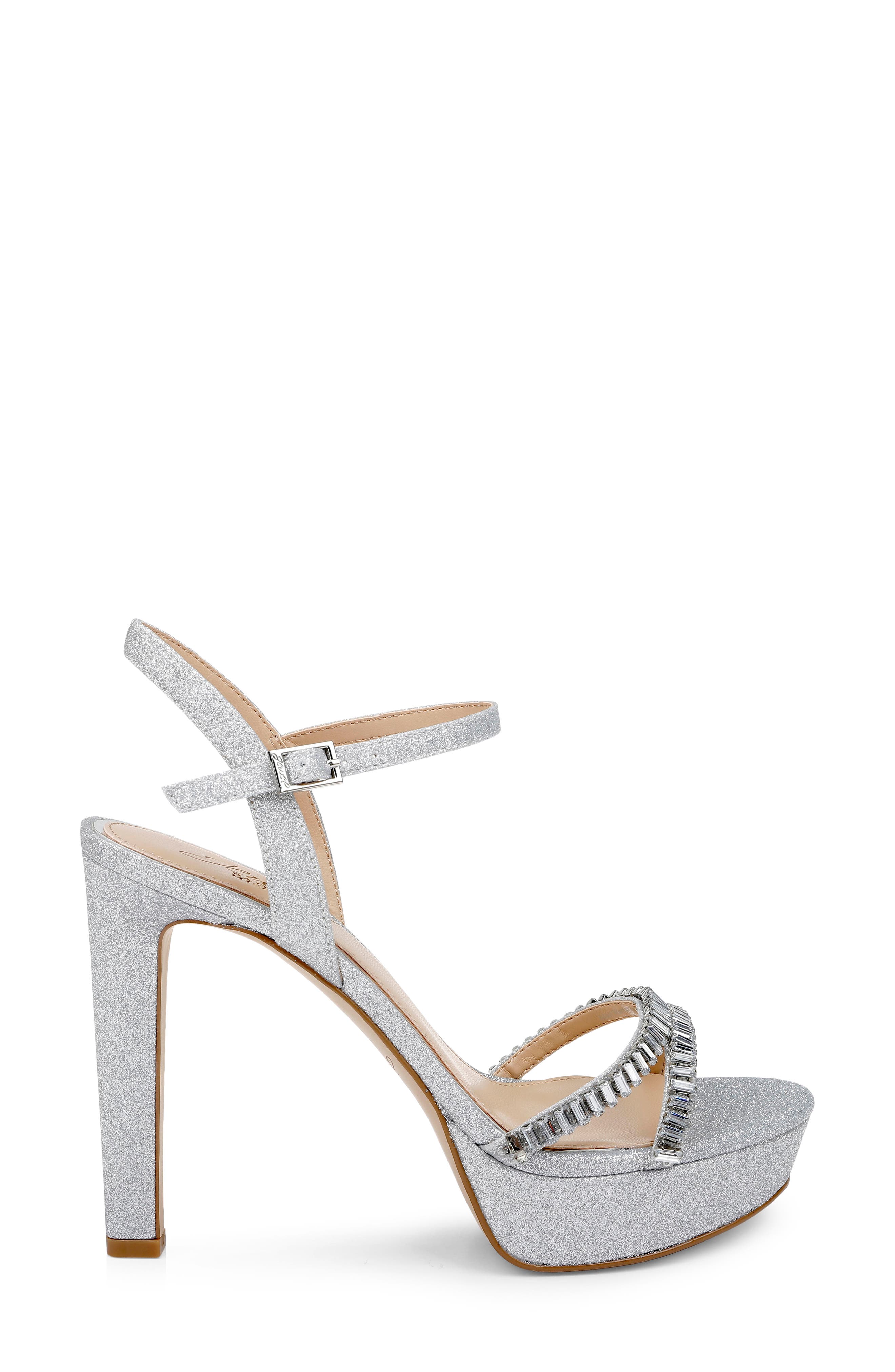 Jewel Badgley Mischka Gallant Platform Sandal, Alternate, color, Silver Gli