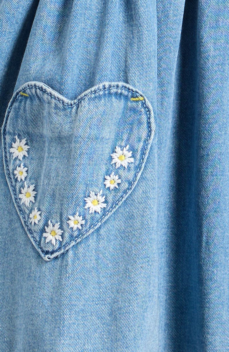 NEXT Kids' Daisy Embroidered Denim Dress, Alternate, color, Blue