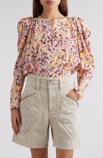 Isabel Marant Zarga Abstract Print Stretch Silk Top | Nordstrom