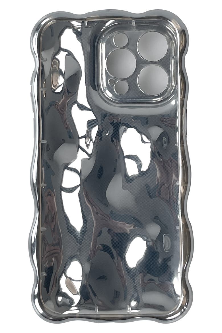 Chrome Bubbles iPhone 15 Pro Case, Alternate, color, SILVER