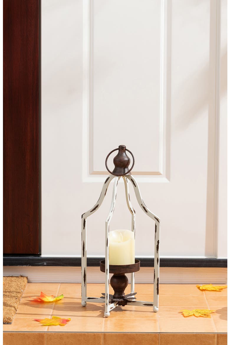 Modern Farmhouse Metal Decorative Lantern Candle Holder, Alternate, color, White