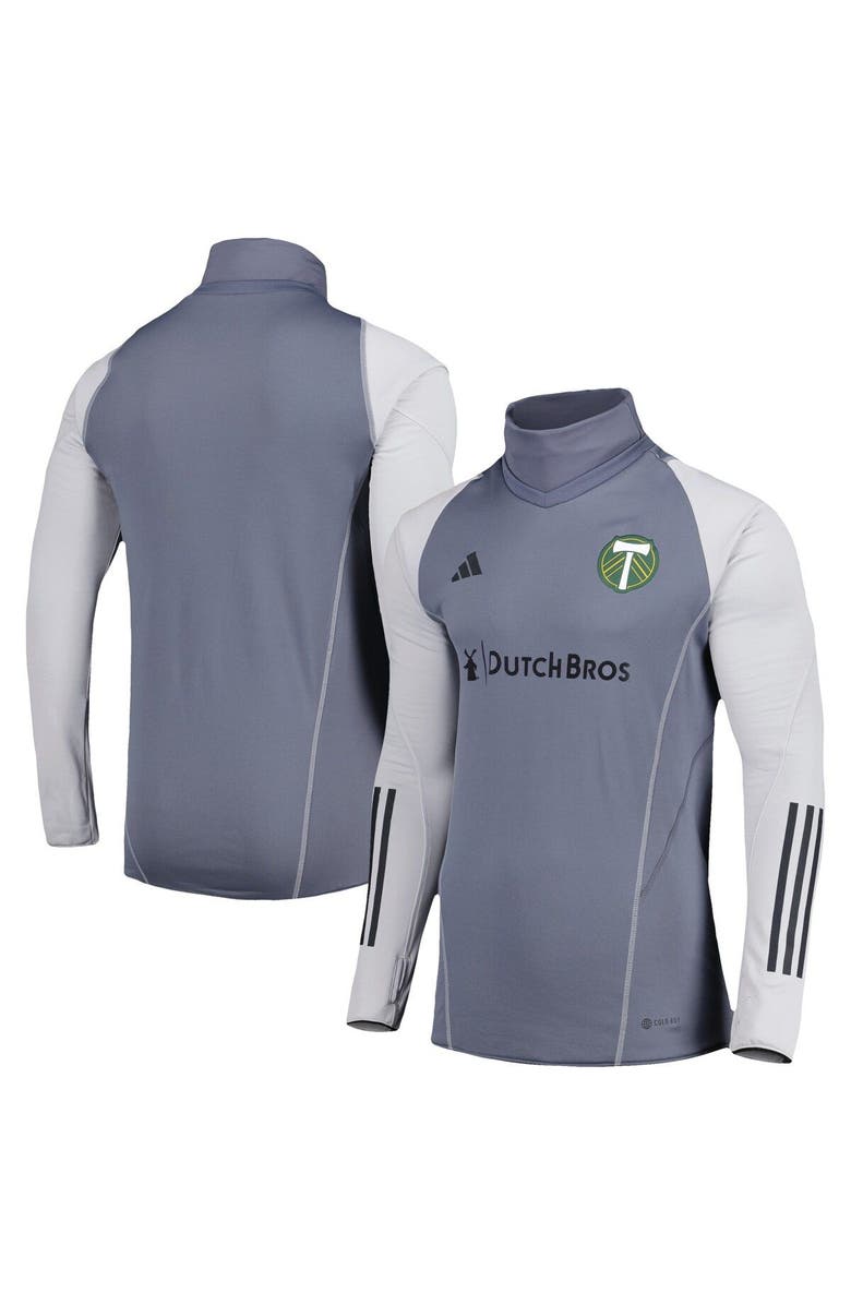 adidas Men's adidas Gray Portland Timbers Warm Raglan COLD.RDY Top, Main, color, Gray