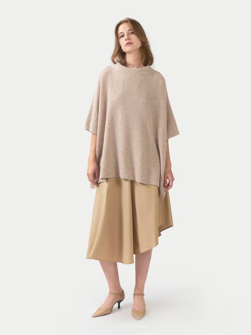 Gobi Mongolian Cashmere Organic Colour Rib-knit Cashmere Poncho In Brown