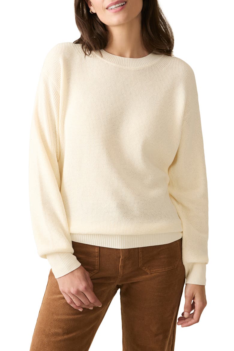 Sunwash Organic Cotton Crewneck Sweater, Main, color, WHITE SHELL