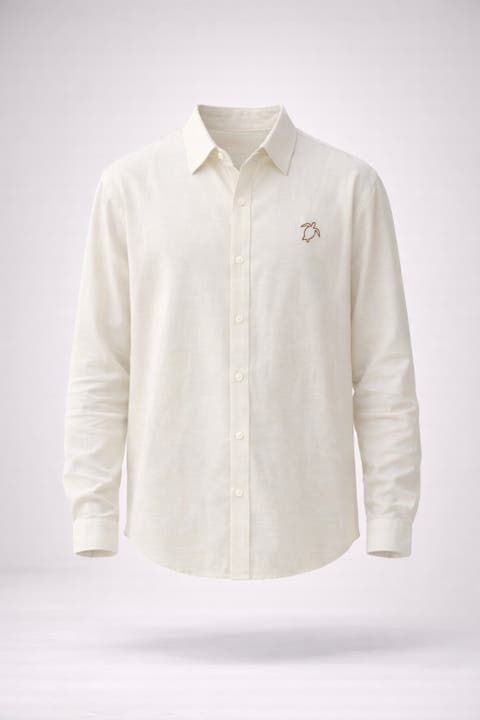 Careya Linen-blend Embroidered Button-down Shirt