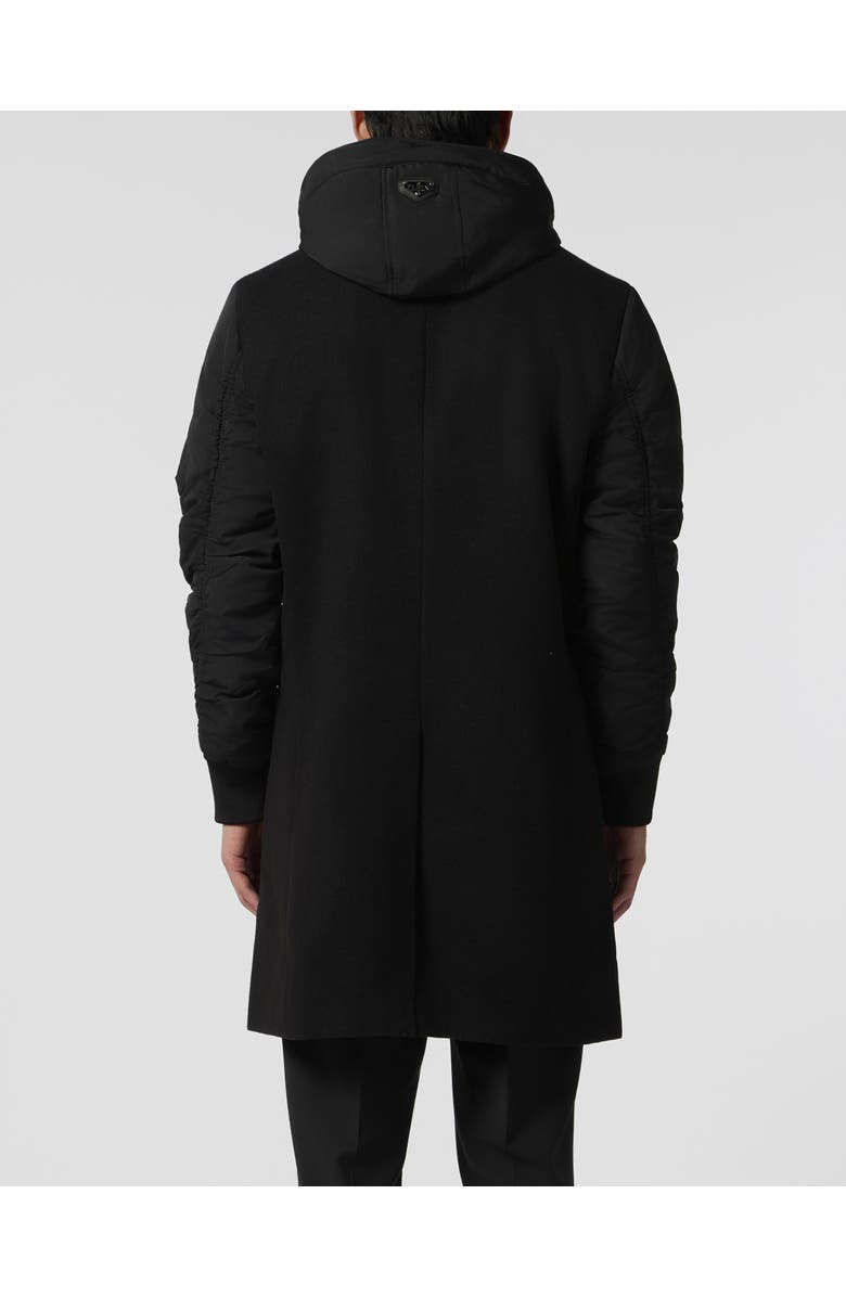 PHILIPP PLEIN Single Breast Hooded Coat Men, Alternate, color, Black