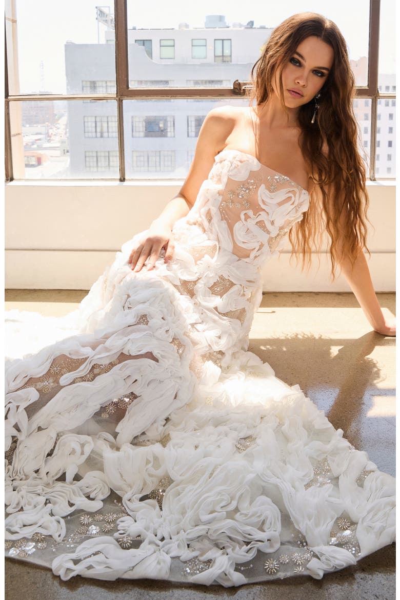 Olivia Embellished Strapless Maxi Cocktail Dress, Alternate, color, OFF WHITE