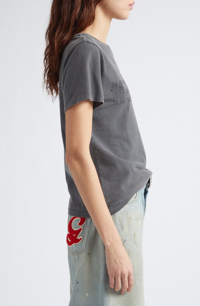 Golden Goose Distressed Cotton Logo Tee, Alternate, color, Anthracite