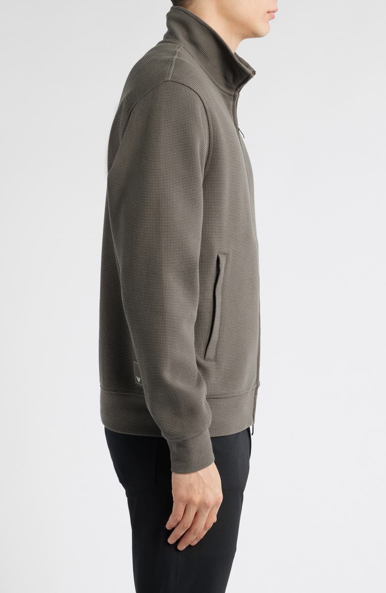 Emporio Armani Waffle Texture Cotton Blend Zip Jacket, Alternate, color, Solid Medium Brown
