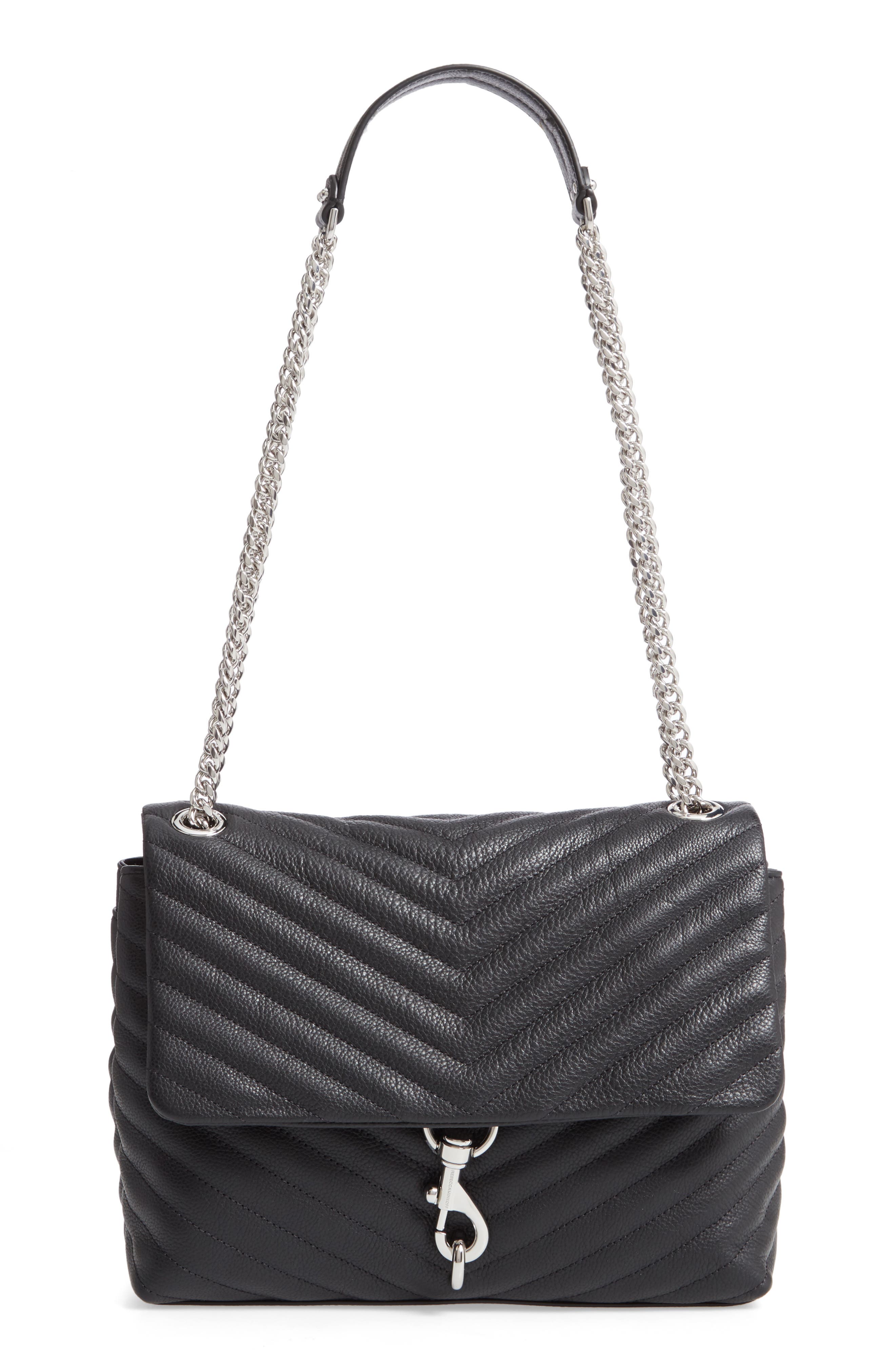 Rebecca Minkoff Edie Quilted Leather Shoulder Bag, Main, color, 