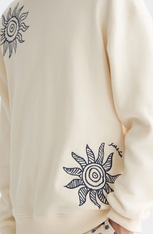 Scotch & Soda Oversize Embroidered Cotton Crewneck Sweatshirt In Yellow