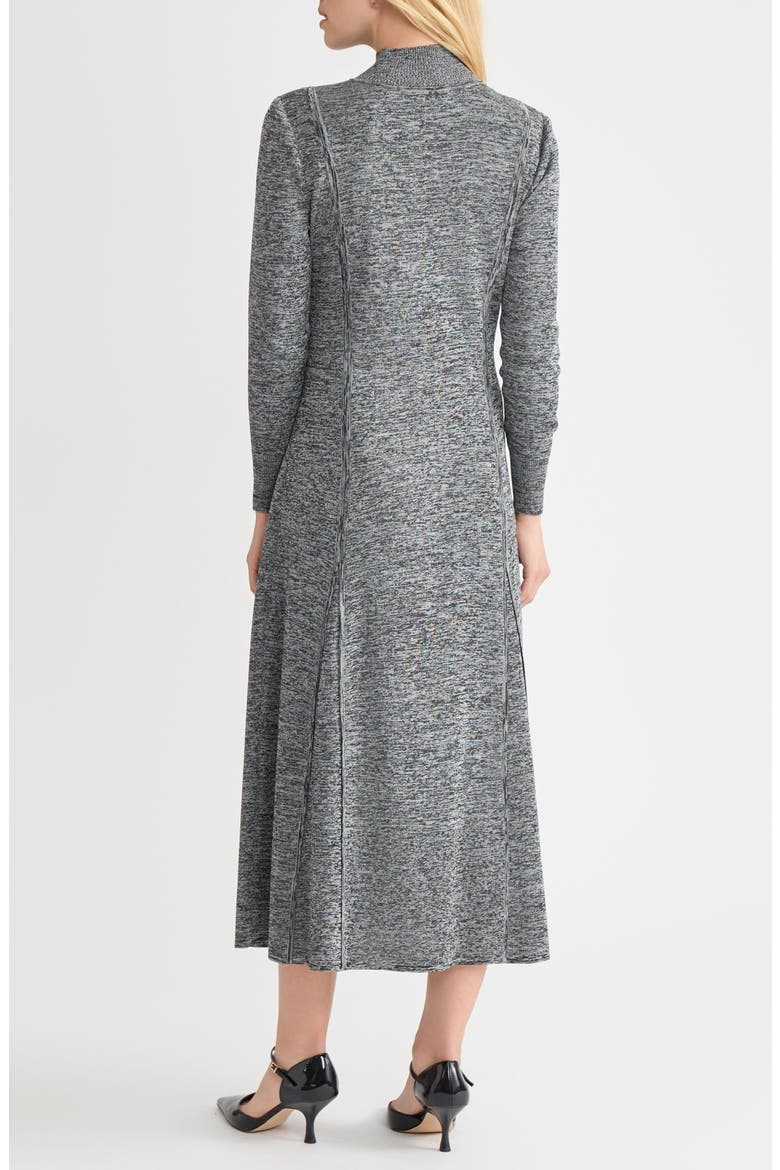 Mélange Long Sleeve A-Line Knit Maxi Dress, Alternate, color, BLACK/ NEW IVORY