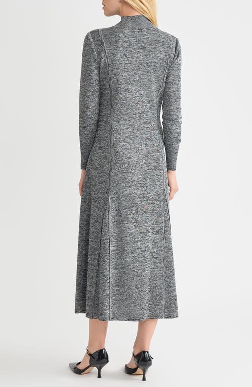 Misook Mélange Long Sleeve A-line Knit Maxi Dress In Gray
