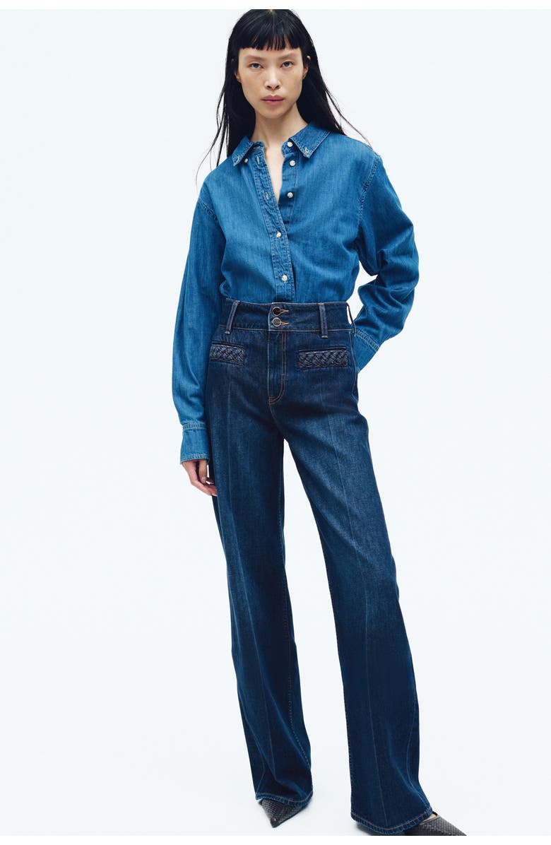 H&M Wide High Jeans, Alternate, color, Dark Denim Blue