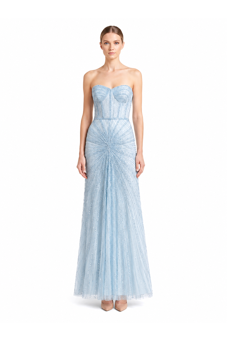 Strapless Beaded Gown, Alternate, color, SkyBlue